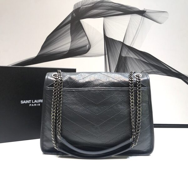[REP 1:1] Saint Laurent Niki Medium Chain Bag In Crinkled Vintage Grey For Women 11in/28cm YSL 6331580EN041112