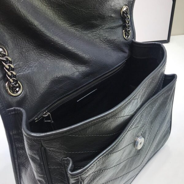 [REP 1:1] Saint Laurent Niki Medium Chain Bag In Crinkled Vintage Grey For Women 11in/28cm YSL 6331580EN041112