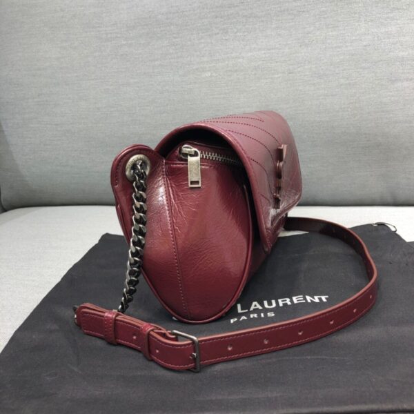 [REP 1:1] Saint Laurent Niki Medium Crinkled Shoulder Bag Burgundy For Women 11in/28cm YSL