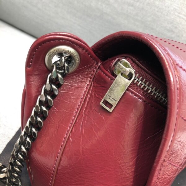 [REP 1:1] Saint Laurent Niki Medium Crinkled Shoulder Bag Burgundy For Women 11in/28cm YSL