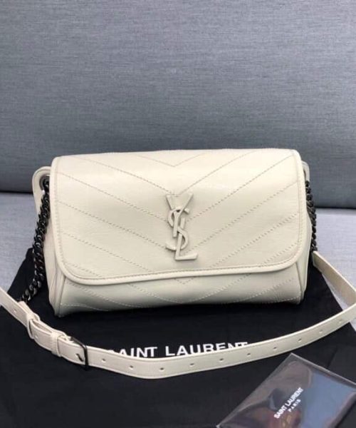 [REP 1:1] Saint Laurent Niki Medium Crinkled Shoulder Bag White For Women 11in/28cm YSL