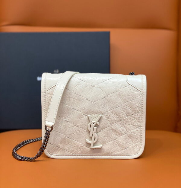 [REP 1:1] Saint Laurent Niki Wallets On Chain White For Women 7.5in/19cm