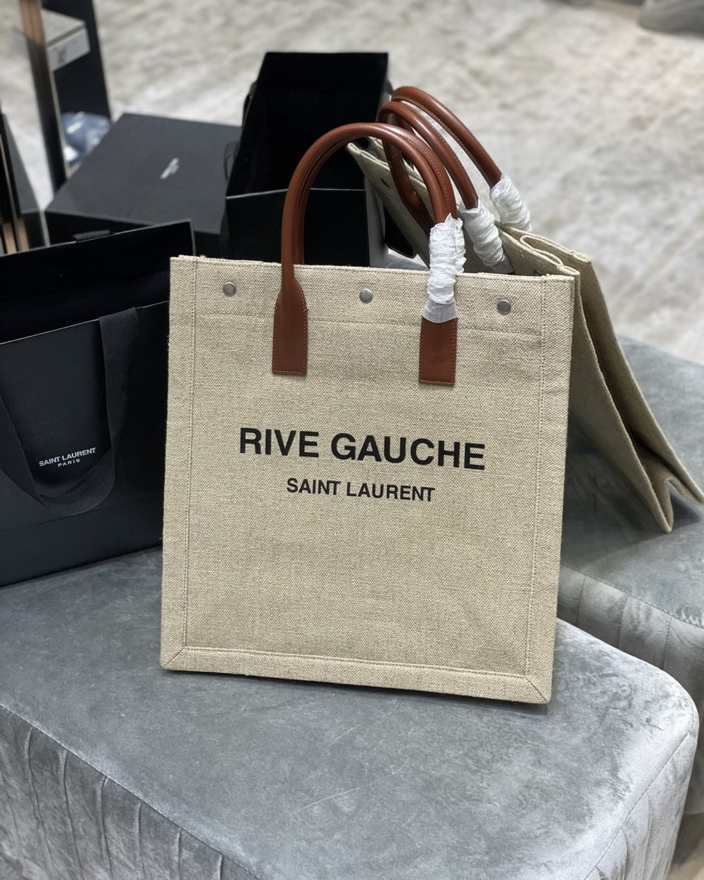[REP 1:1] Saint Laurent Rive Gauche North/South Tote Bag In Printed Linen For Women 15.3in/39cm YSL