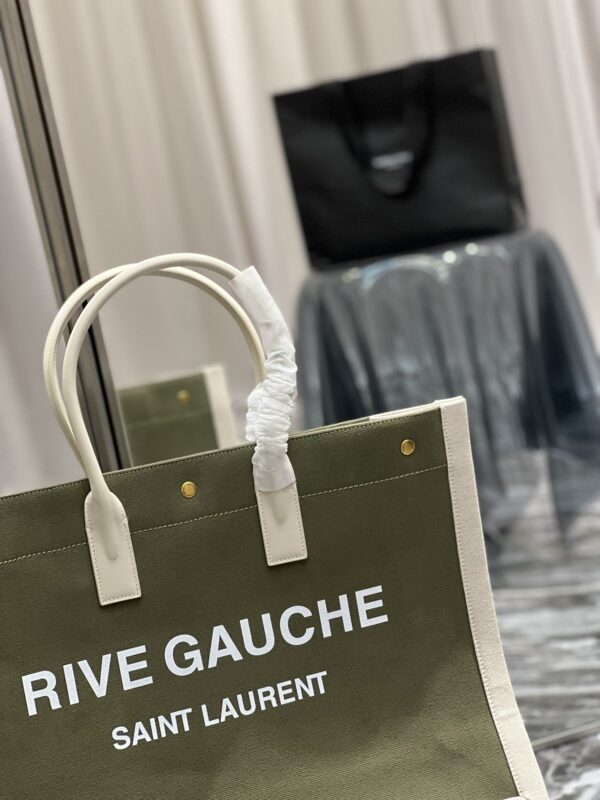 [REP 1:1] Saint Laurent Rive Gauche Tote Bag In Military Green For Women 18.9in/48cm YSL