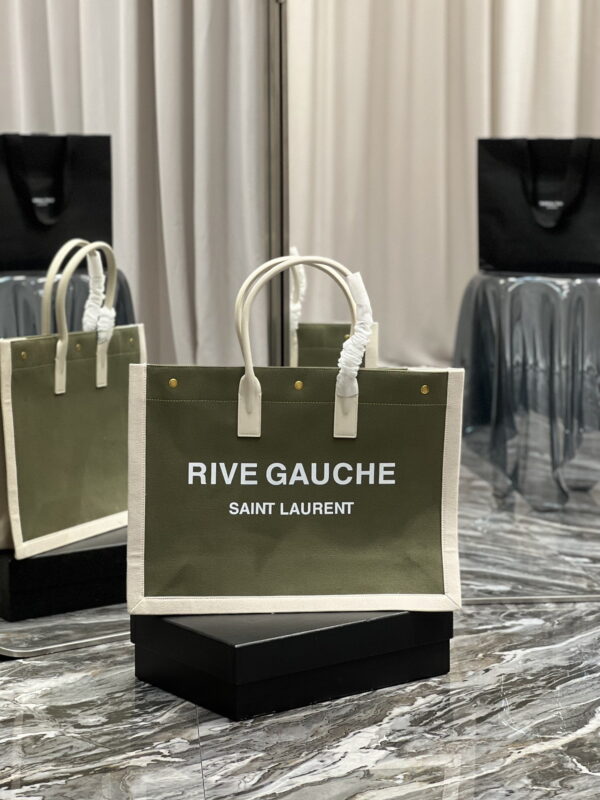[REP 1:1] Saint Laurent Rive Gauche Tote Bag In Military Green For Women 18.9in/48cm YSL