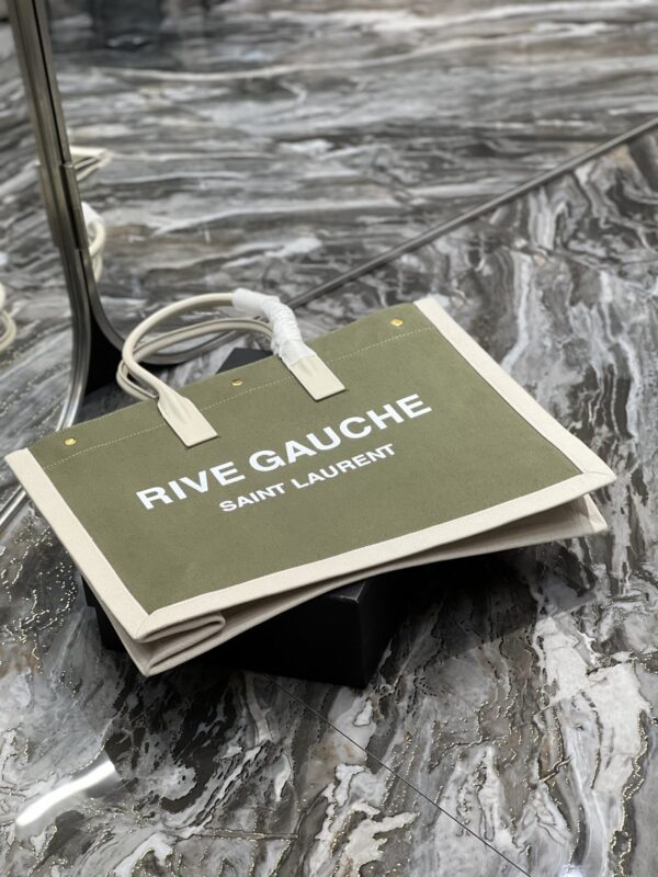 [REP 1:1] Saint Laurent Rive Gauche Tote Bag In Military Green For Women 18.9in/48cm YSL