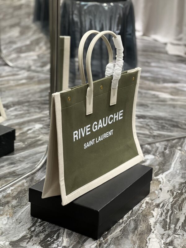 [REP 1:1] Saint Laurent Rive Gauche Tote Bag In Military Green For Women 18.9in/48cm YSL