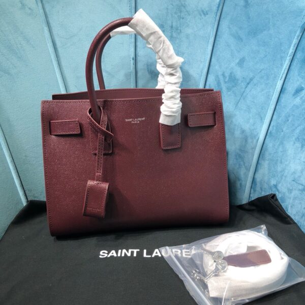 [REP 1:1] Saint Laurent Sac De Jour Baby In Shiny Burgundy For Women 10.2in/26cm YSL