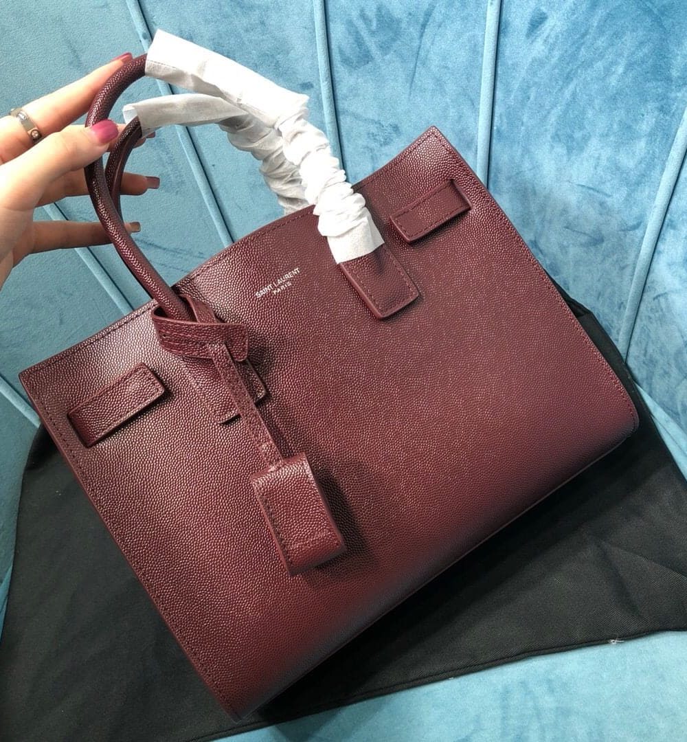 [REP 1:1] Saint Laurent Sac De Jour Baby In Shiny Burgundy For Women 10.2in/26cm YSL