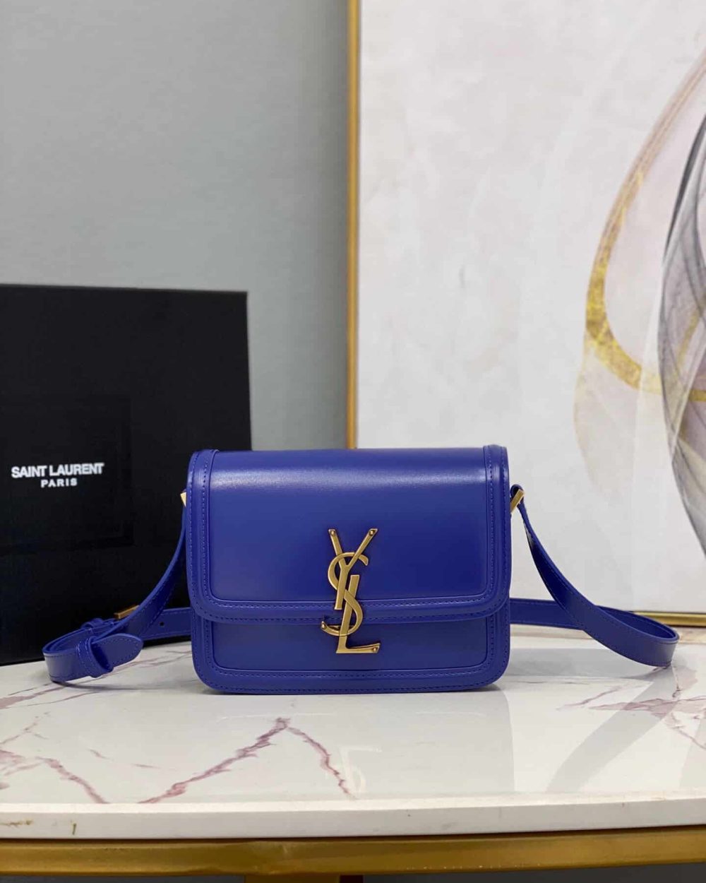 [REP 1:1] Saint Laurent Solferino Medium Satchel In Box Navy Blue For Women 9in/23cm YSL 6343050SX0W4147