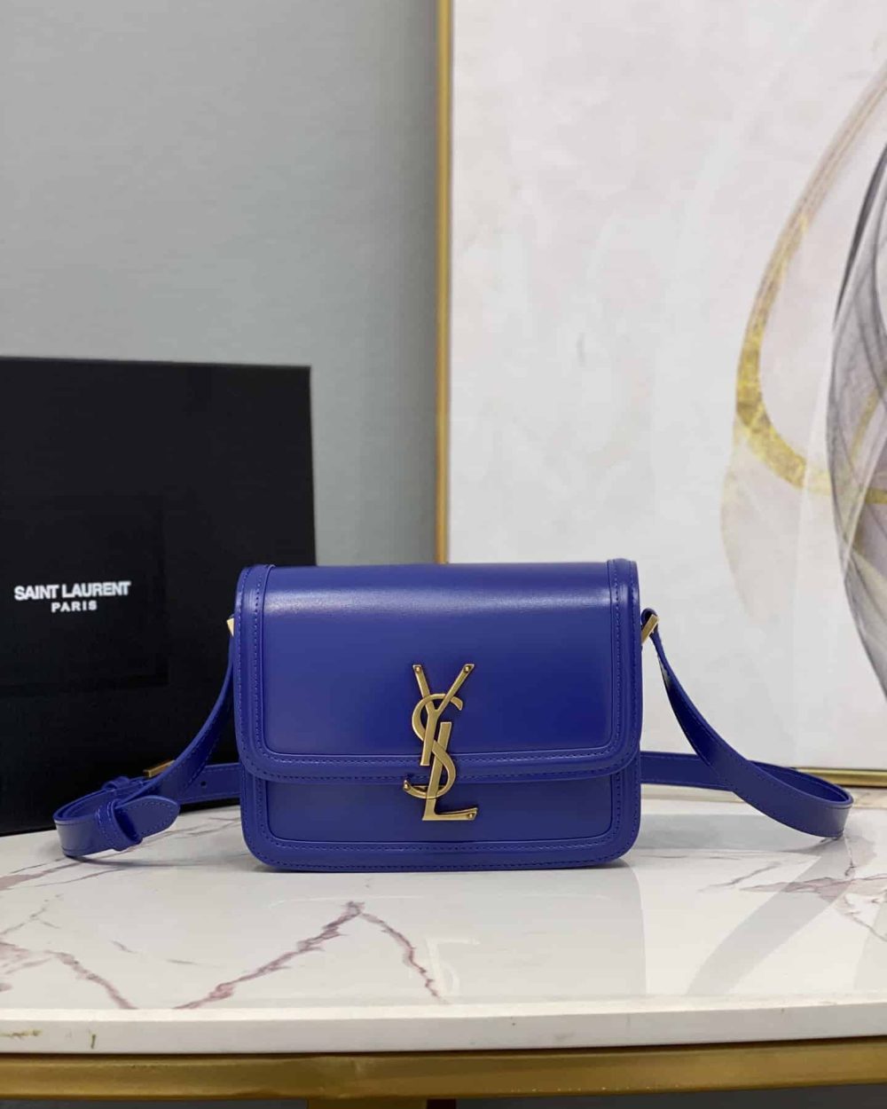 [REP 1:1] Saint Laurent Solferino Small Satchel In Box Blue For Women  7.4in/19cm YSL