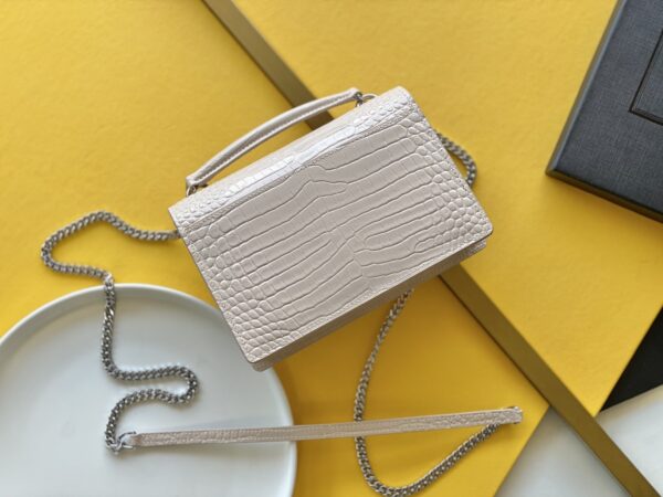 [REP 1:1] Saint Laurent Sunset Chain Bag With Silver Hardware For Women 7.4in/19cm YSL 533026DND1N9207