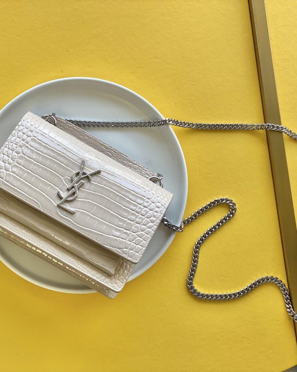 [REP 1:1] Saint Laurent Sunset Chain Bag With Silver Hardware For Women 7.4in/19cm YSL 533026DND1N9207