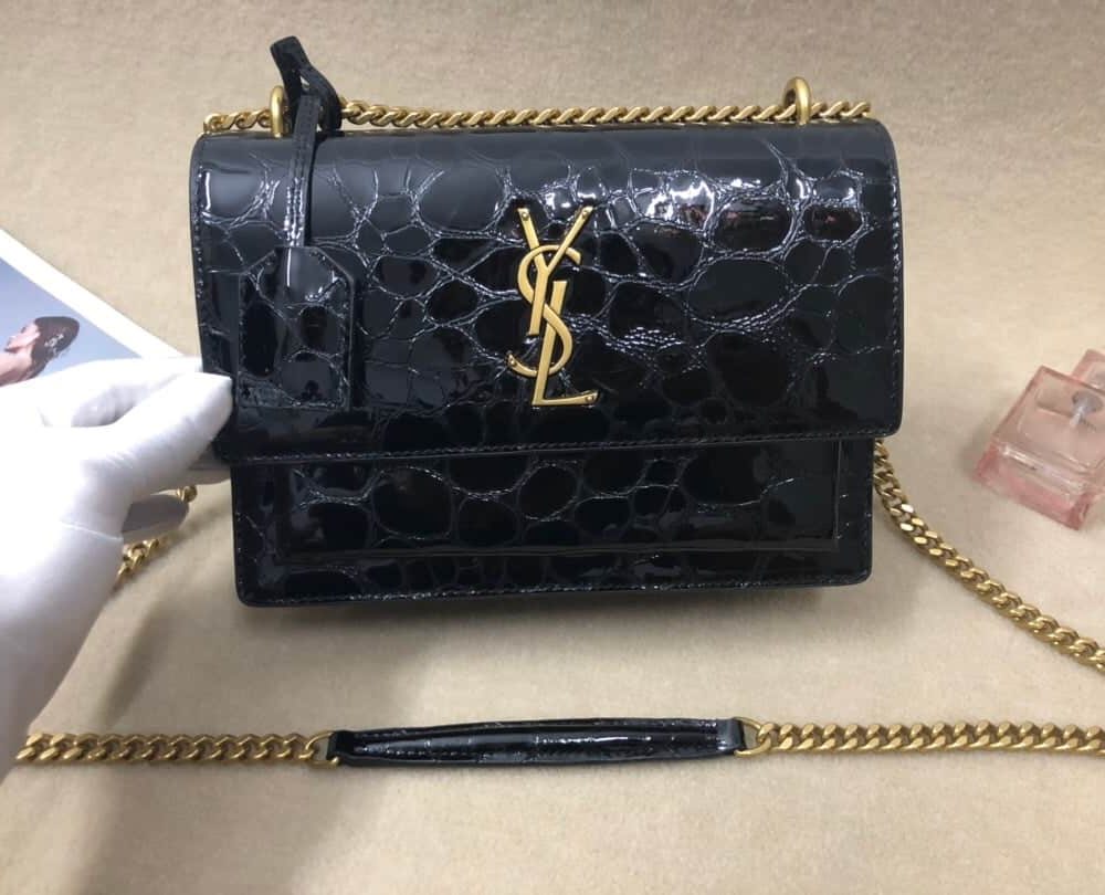 [REP 1:1] Saint Laurent Sunset Chain Wallet Black For Women 8.2in/21cm YSL