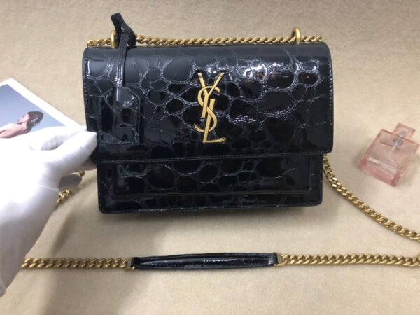 [REP 1:1] Saint Laurent Sunset Chain Wallet Black For Women 8.2in/21cm YSL