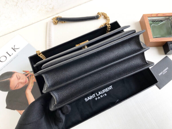 [REP 1:1] Saint Laurent Sunset Medium Chain Bag Black For Women 8.6in/22cm YSL 442906D420W1000