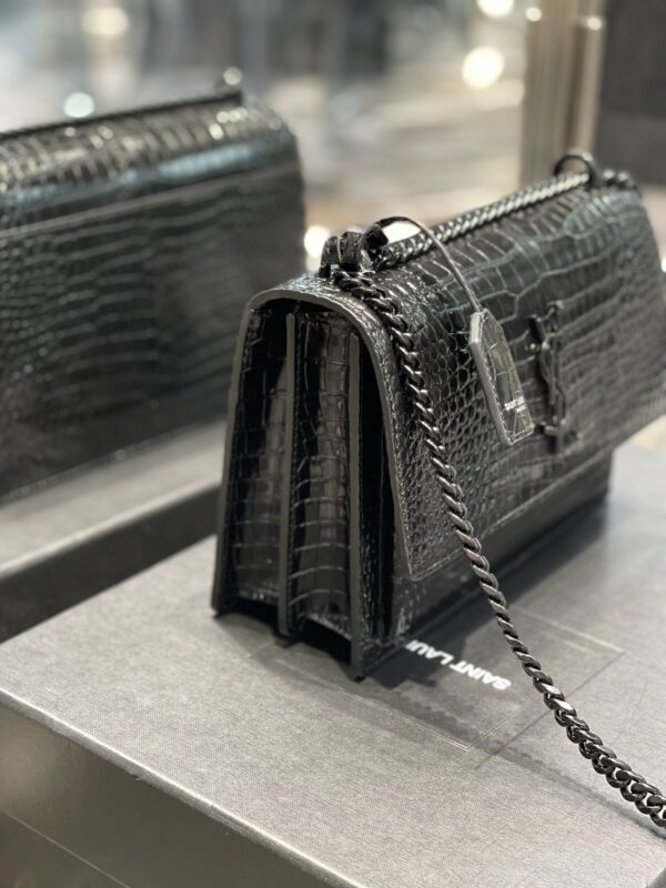[REP 1:1] Saint Laurent Sunset Medium Chain Bag Black For Women 8.6in/22cm YSL 442906DND0U1000