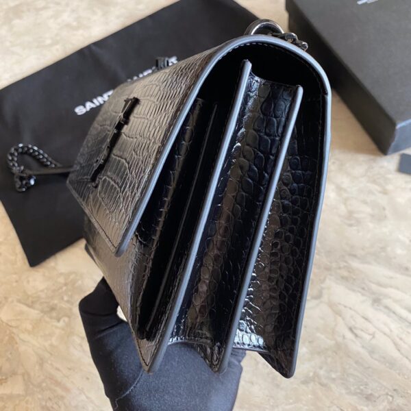[REP 1:1] Saint Laurent Sunset Medium Chain Bag Black For Women 8.6in/22cm YSL 442906DND0U1000