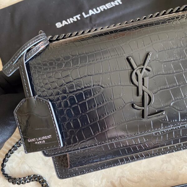 [REP 1:1] Saint Laurent Sunset Medium Chain Bag Black For Women 8.6in/22cm YSL 442906DND0U1000