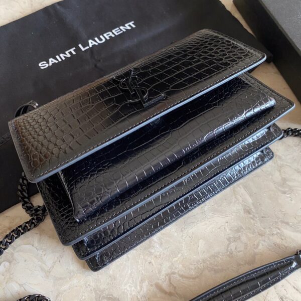 [REP 1:1] Saint Laurent Sunset Medium Chain Bag Black For Women 8.6in/22cm YSL 442906DND0U1000