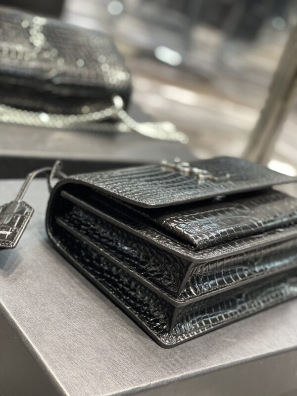 [REP 1:1] Saint Laurent Sunset Medium Chain Bag Black For Women 8.6in/22cm YSL 442906DND0U1000
