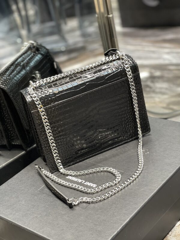 [REP 1:1] Saint Laurent Sunset Medium Chain Bag Black For Women 8.6in/22cm YSL 442906DND0U1000