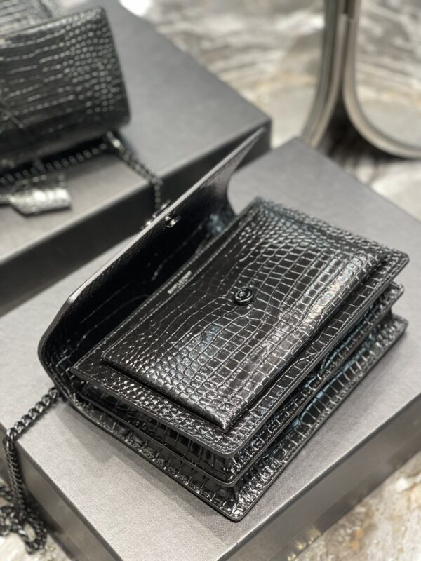 [REP 1:1] Saint Laurent Sunset Medium Chain Bag Black For Women 8.6in/22cm YSL 442906DND0U1000