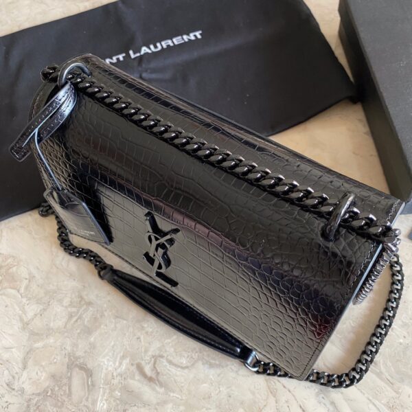 [REP 1:1] Saint Laurent Sunset Medium Chain Bag Black For Women 8.6in/22cm YSL 442906DND0U1000