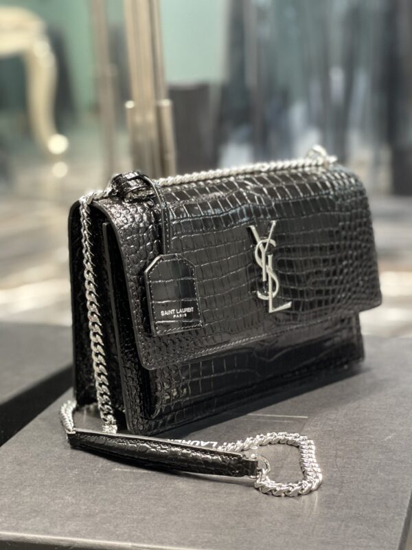 [REP 1:1] Saint Laurent Sunset Medium Chain Bag Black For Women 8.6in/22cm YSL 442906DND0U1000