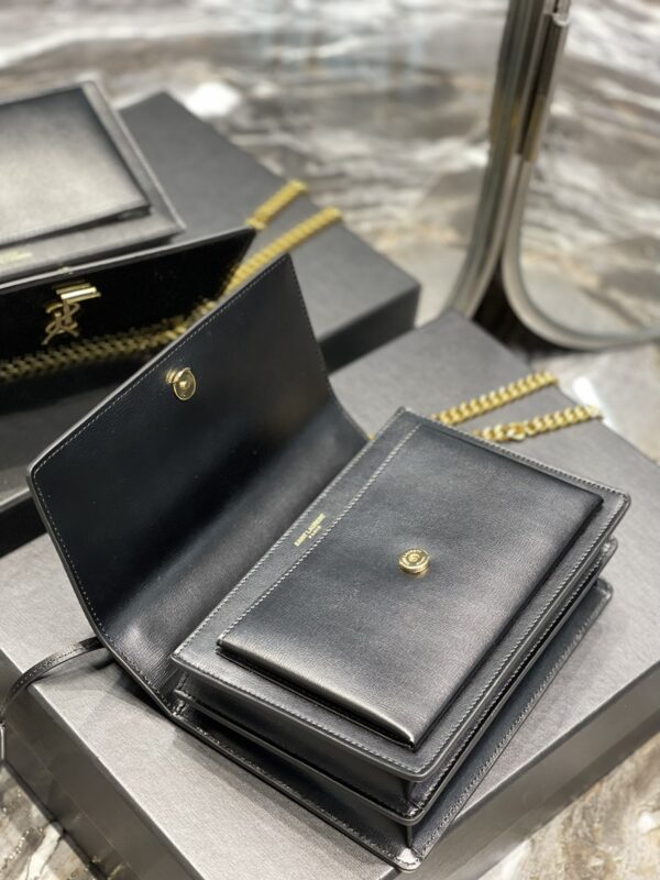 [REP 1:1] Saint Laurent Sunset Medium Chain Bag Black For Women 9.8in/22cm YSL