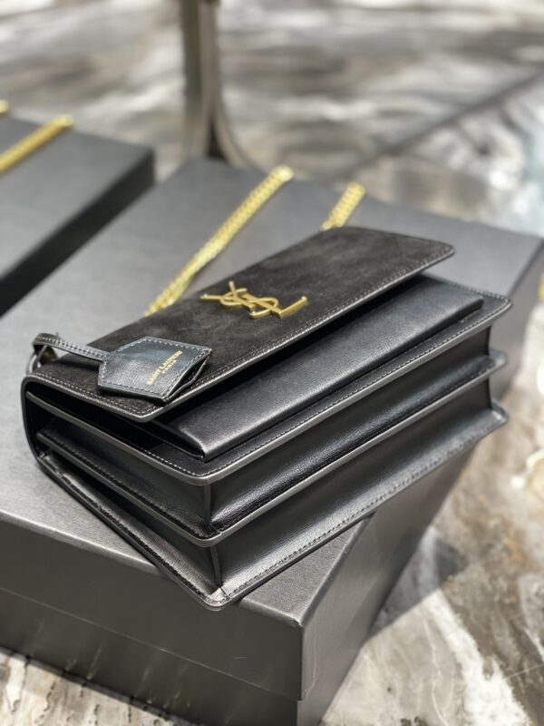 [REP 1:1] Saint Laurent Sunset Medium Chain Bag Black For Women 9.8in/22cm YSL
