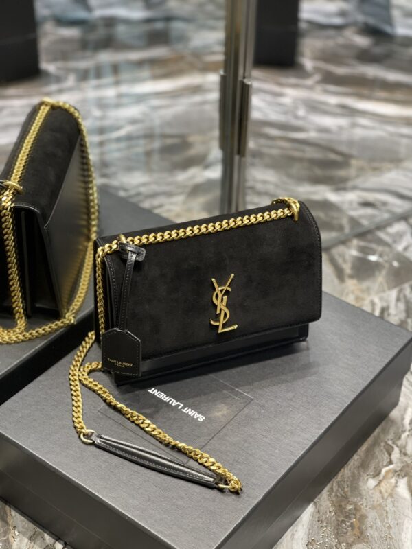[REP 1:1] Saint Laurent Sunset Medium Chain Bag Black For Women 9.8in/22cm YSL