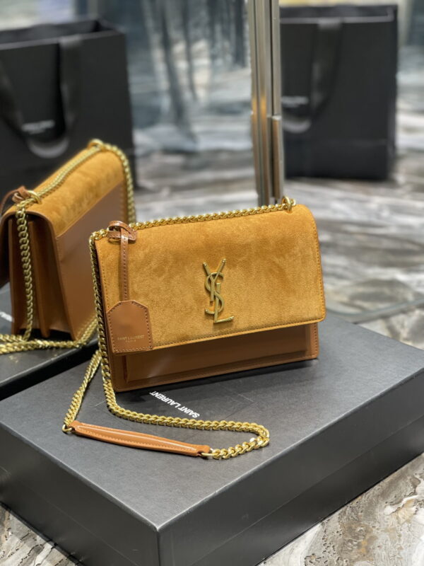 [REP 1:1] Saint Laurent Sunset Medium Chain Bag Brown For Women 9.8in/22cm YSL