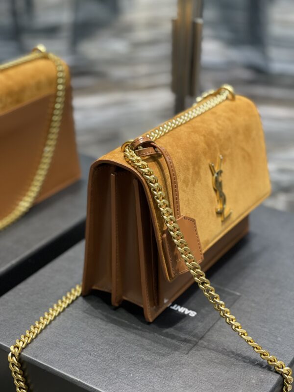 [REP 1:1] Saint Laurent Sunset Medium Chain Bag Brown For Women 9.8in/22cm YSL