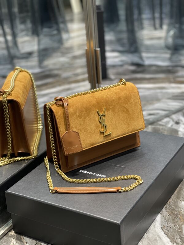 [REP 1:1] Saint Laurent Sunset Medium Chain Bag Brown For Women 9.8in/22cm YSL