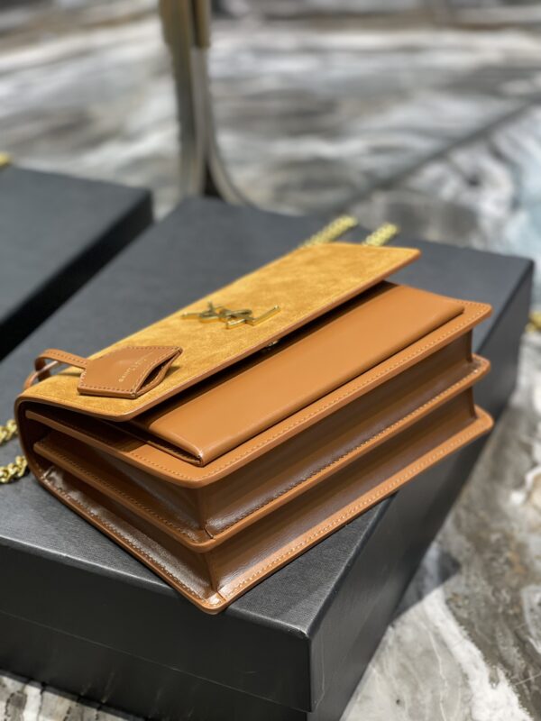 [REP 1:1] Saint Laurent Sunset Medium Chain Bag Brown For Women 9.8in/22cm YSL