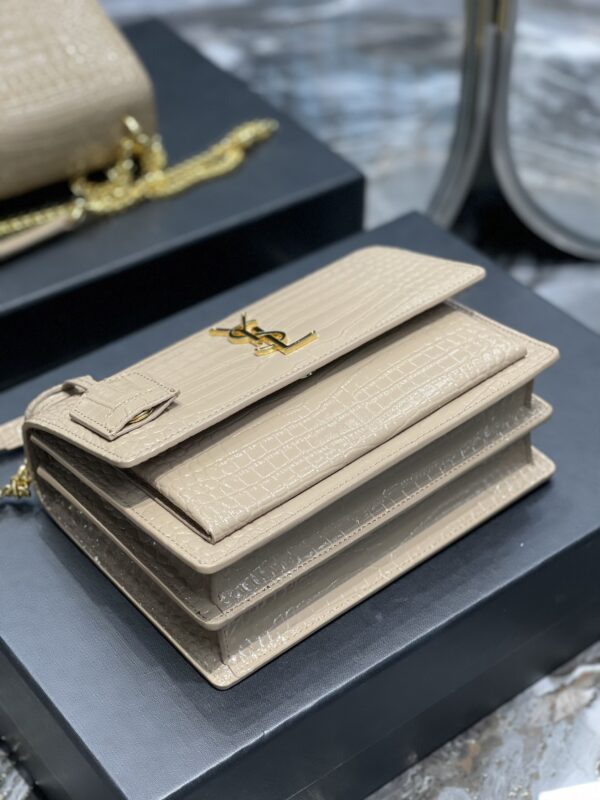 [REP 1:1] Saint Laurent Sunset Medium Chain Bag For Women 8.6in/22cm Beige YSL 442906DND0J2721