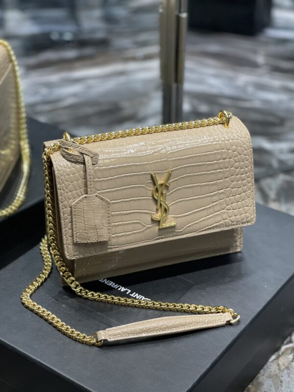 [REP 1:1] Saint Laurent Sunset Medium Chain Bag For Women 8.6in/22cm Beige YSL 442906DND0J2721