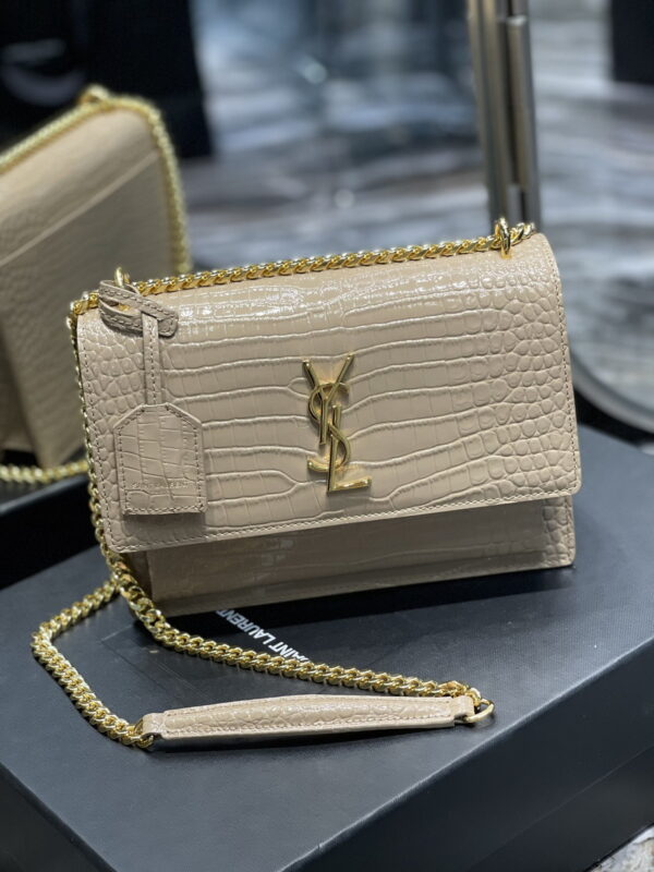 [REP 1:1] Saint Laurent Sunset Medium Chain Bag For Women 8.6in/22cm Beige YSL 442906DND0J2721