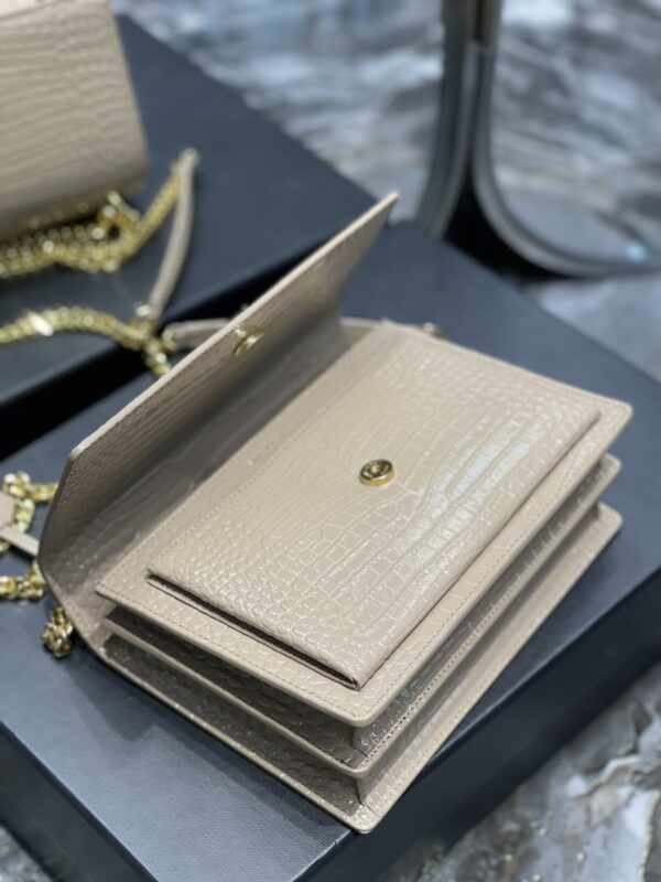 [REP 1:1] Saint Laurent Sunset Medium Chain Bag For Women 8.6in/22cm Beige YSL 442906DND0J2721