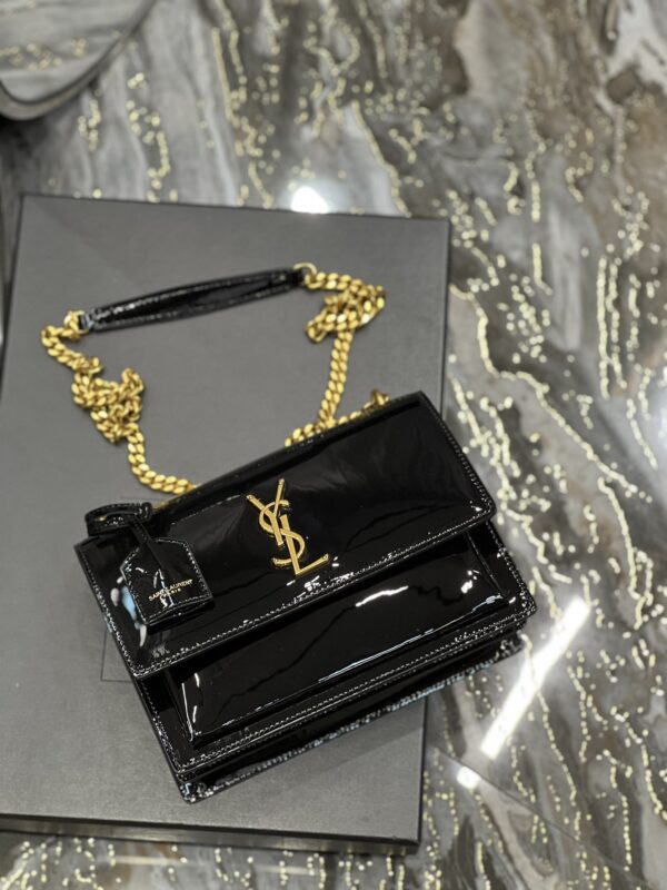 [REP 1:1] Saint Laurent Sunset Medium Chain Bag For Women 8.6in/22cm Black YSL