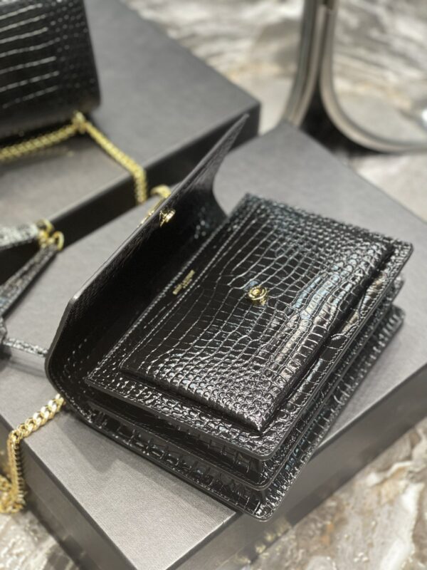 [REP 1:1] Saint Laurent Sunset Medium Chain Bag For Women 8.6in/22cm Black YSL 442906DND0J1000