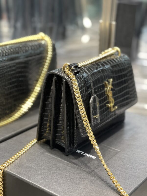 [REP 1:1] Saint Laurent Sunset Medium Chain Bag For Women 8.6in/22cm Black YSL 442906DND0J1000
