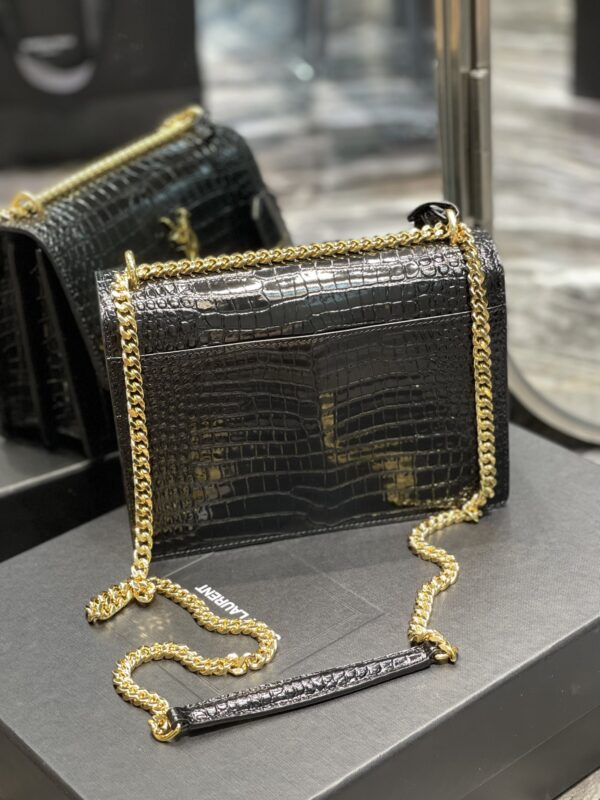 [REP 1:1] Saint Laurent Sunset Medium Chain Bag For Women 8.6in/22cm Black YSL 442906DND0J1000
