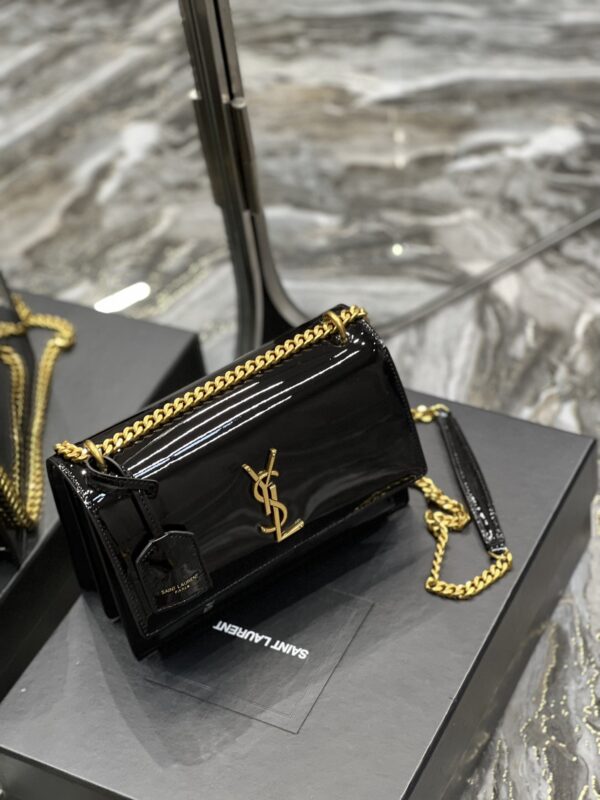 [REP 1:1] Saint Laurent Sunset Medium Chain Bag For Women 8.6in/22cm Black YSL