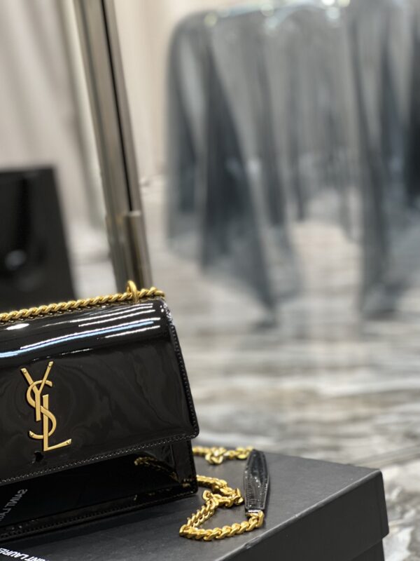 [REP 1:1] Saint Laurent Sunset Medium Chain Bag For Women 8.6in/22cm Black YSL