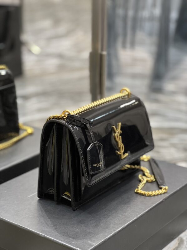 [REP 1:1] Saint Laurent Sunset Medium Chain Bag For Women 8.6in/22cm Black YSL