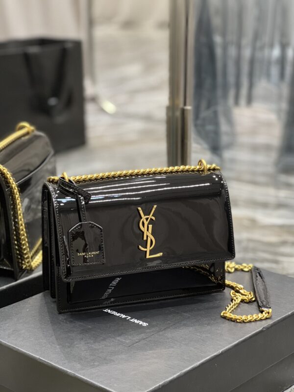 [REP 1:1] Saint Laurent Sunset Medium Chain Bag For Women 8.6in/22cm Black YSL