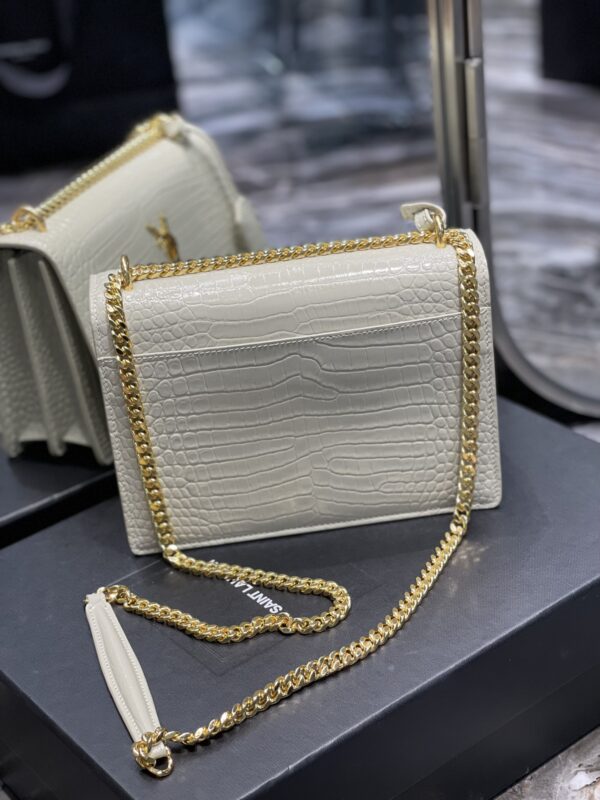 [REP 1:1] Saint Laurent Sunset Medium Chain Bag For Women 8.6in/22cm White YSL 442906DND0J9207