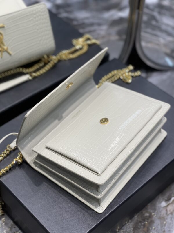 [REP 1:1] Saint Laurent Sunset Medium Chain Bag For Women 8.6in/22cm White YSL 442906DND0J9207